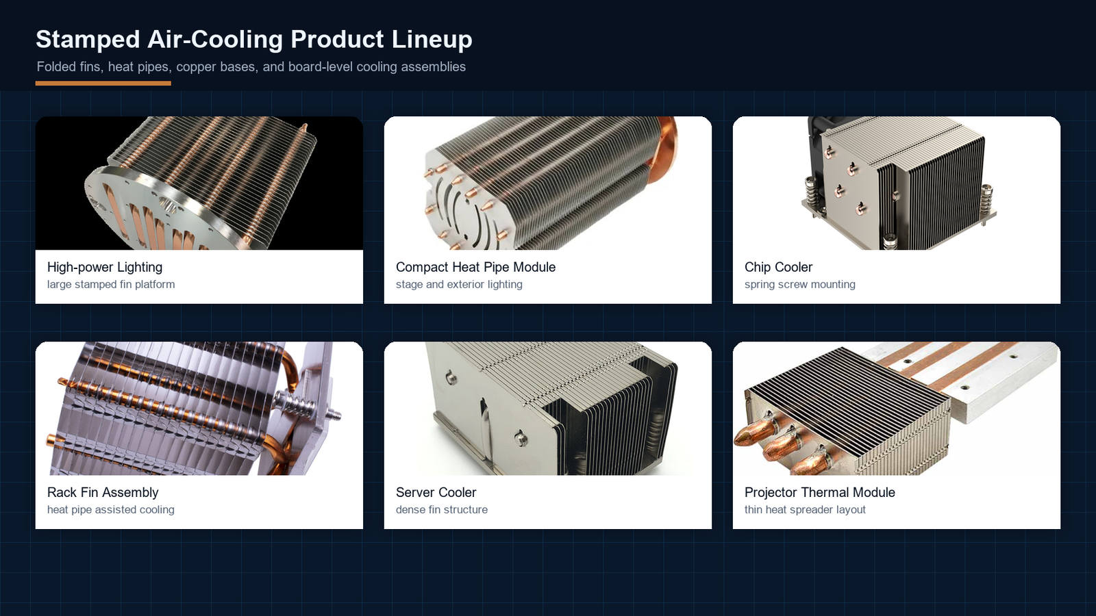 Stamped fin air cooling product lineup